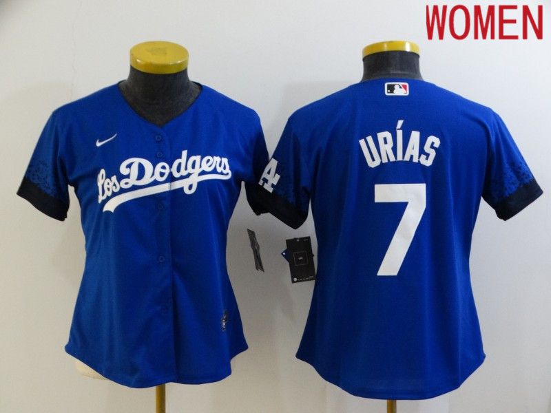 Women Los Angeles Dodgers #7 Urias Blue City Edition Game Nike 2021 MLB Jersey